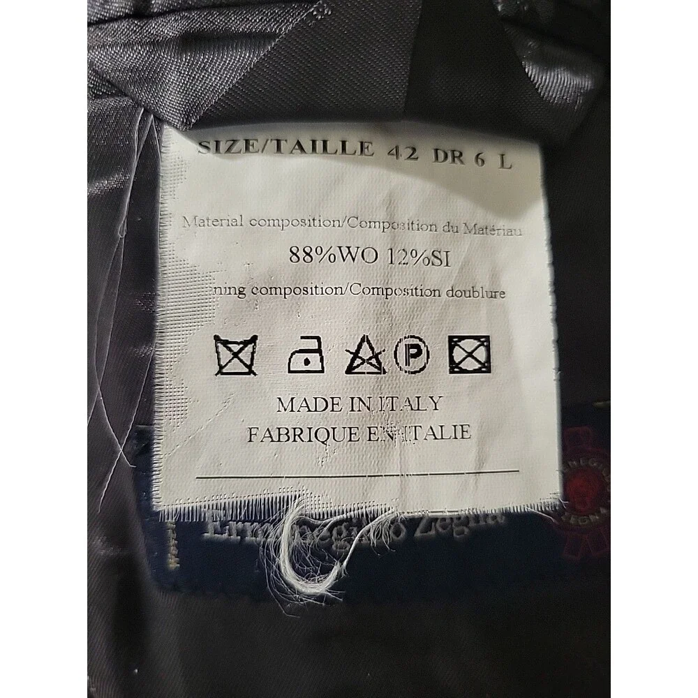 Ermenegildo Zegna Mens Charcoal Gray Jacket Wool and Silk 42R Italian Saks Fifth